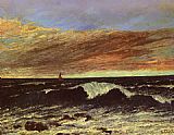 Gustave Courbet Famous Paintings - The Wave 1